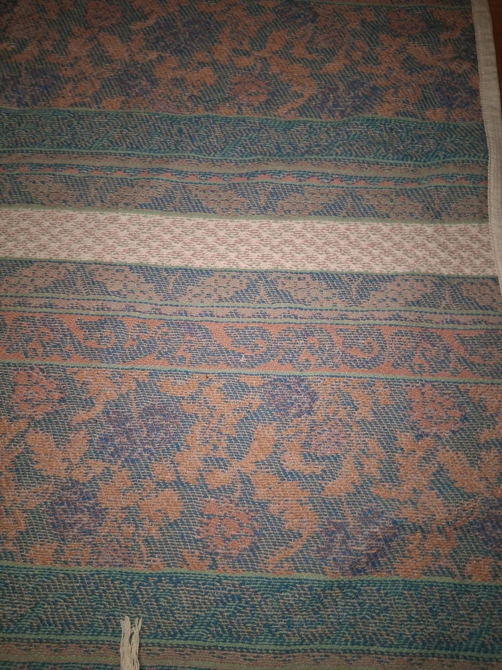 Woven Floral Stripe Tapestry Throw Blanket Vintage Crown Craft 57x52